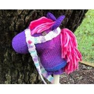 Samsala Pink-Purple Stick Horse - handmade