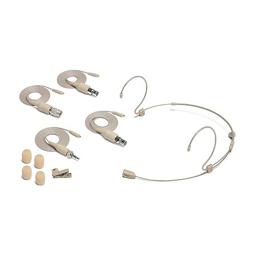  Samson DE60X Unidirectional Headset Microphone with Miniature Condenser Capsule and Four Adaptor Cables Compatible with Popular Wireless Systems,Beige