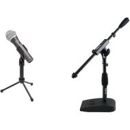 Samson Technologies Q2U USB/XLR Dynamic Microphone Recording and Podcasting Pack & Gator Frameworks Short Weighted Base Microphone Stand with Soft Grip Twist Clutch, Boom arm