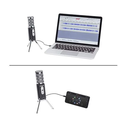  Samson Satellite USB/iOS Broadcast Microphone for Gaming, Podcast, Streaming and Recording + 4-Port USB 2.0 Hub + Cleaning Cloth - Deluxe Broadcasting Bundle