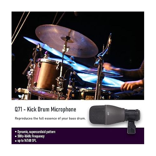  Samson DK707 7-Piece Drum Microphone Kit with 7 Premium XLR Mic Cables, XLR-M to XLR-F - Recording Accessory Bundle