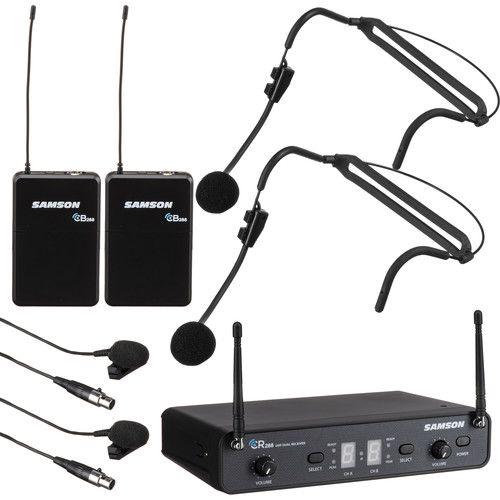  Samson Concert 288 Presentation Dual-Channel Wireless Microphone System with 2 Headset Mics & 2 Lav Mics (I: 518 to 566 MHz)