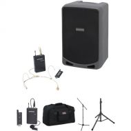 Samson Expedition XP106wDE Portable PA System Kit with Wireless Headset Mic, Lav Mic, Speaker Tote, Mic Stand, and Speaker Stand