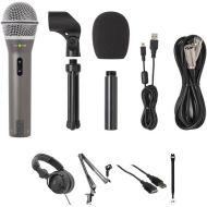 Samson Q2U Recording & Podcasting Kit with Microphone, Crane Arm, Cables, and Straps (Gray Mic)
