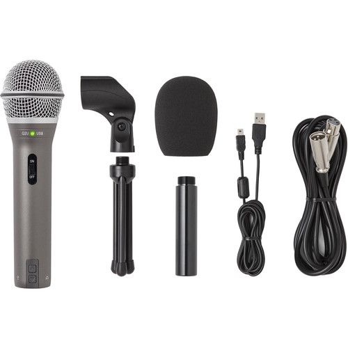  Samson Q2U Recording & Podcasting Kit with Microphone, Crane Arm, Cables, and Straps (Gray Mic)