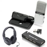 Samson Technologies Samson Go Mic Portable USB Condenser Microphone Bundle With Samson Headphones + IOGEAR 4-Port USB 2.0 Hub