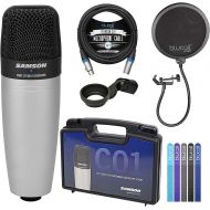 [아마존베스트]Samson Technologies Samson C01 Large-Diaphragm Condenser Microphone for Recording Vocals, Acoustic Instruments, Overhead Drums Bundle with Blucoil Pop Filter Windscreen, 10-FT Balanced XLR Cable, and