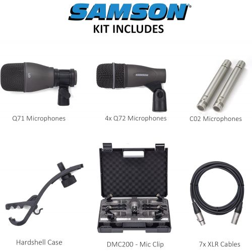  [아마존베스트]Samson Technologies Samson DK707 7-Piece Drum Microphone Kit + 7X On Stage Mic Cable, 20 ft. XLR Bulk + Value Recording Bundle