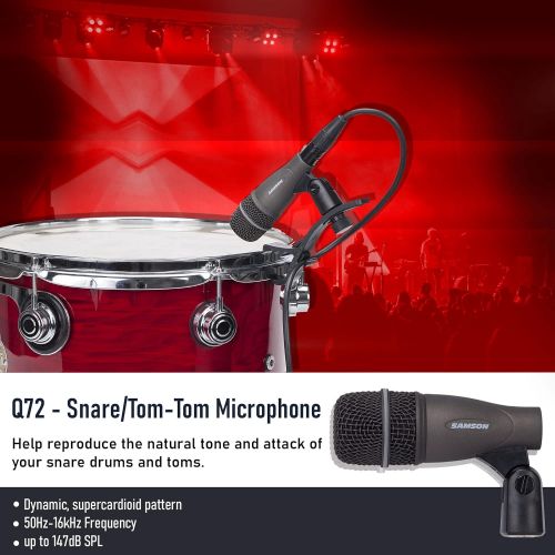  [아마존베스트]Samson Technologies Samson DK707 7-Piece Drum Microphone Kit + 7X On Stage Mic Cable, 20 ft. XLR Bulk + Value Recording Bundle