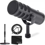 Samson Q9U XLR/USB Dynamic Broadcast Microphone + Desk Microphone Stand + Mic Cable + Cleaning Cloth