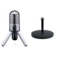 Samson Meteor Mic USB Studio/Podcast Mikrofon silber + Samson MD5 Mikrofon Tischstativ Bundle