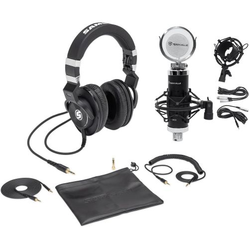  Samson Technologies Samson Z-45 Studio Headphones wLambskin Pads+Studio Mic+Shock Mount+Pop Filter