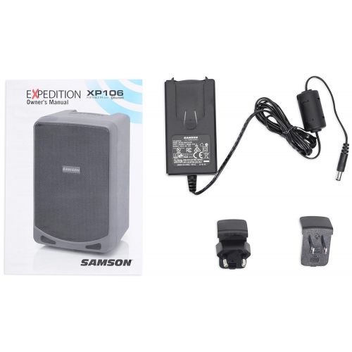  Samson Technologies SAMSON XP106WDE 6 Rechargeable Bluetooth PA DJ Speaker+Stands+Headset+Mic+Case
