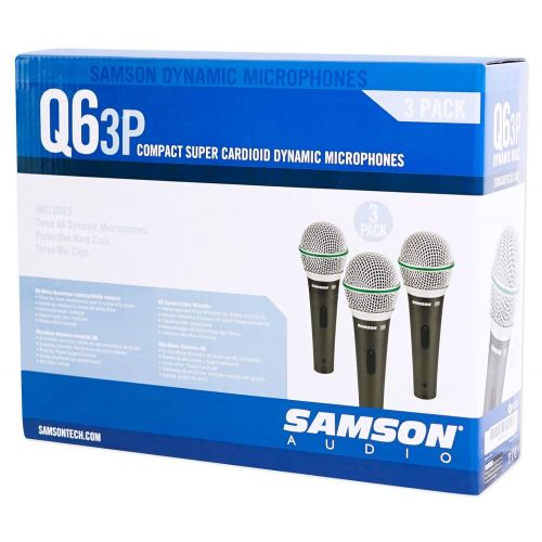  Samson Technologies Samson Q6 Dynamic Supercardioid Handheld Mic (3-pack) + Tripod Base Mic stand + Mic Cable + Strapeez