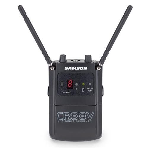  Samson Technologies Samson Concert 88 Camera UHF Wireless Lavalier Microphone System, Includes CR88V Micro Receiver, CB88 Beltpack Transmitter, LM10 Lavalier Microphone, (Channel K: 470-494MHz)