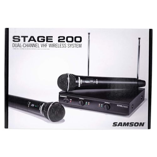  Samson Technologies SAMSON Dual VHF Handheld Wireless Microphones - B Band For Church Sound Systems