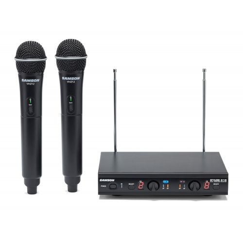  Samson Technologies SAMSON Stage 212 Dual VHF Handheld Wireless Q6 Microphones+Earbuds+Earbuds