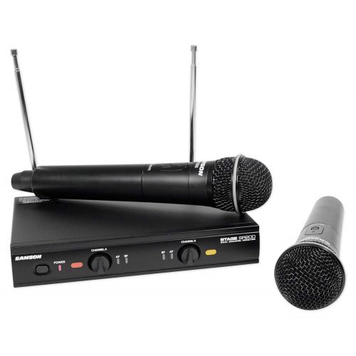  Samson Technologies SAMSON Stage 200 Dual VHF Handheld Wireless Microphones Vocal Mics - D Band