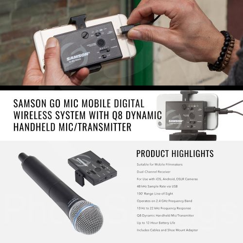  Samson Technologies Samson Go Mic Mobile Professional Digital Wireless System with Dual Q8 Dynamic Handheld MicTransmitter Bundle