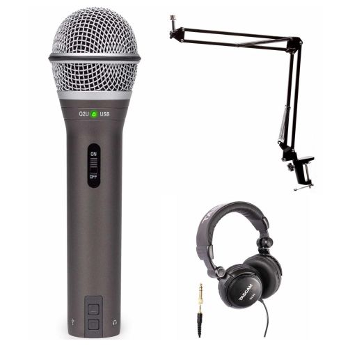  Samson Technologies Samson Q2U Recording and Podcasting Pack wUSBXLR Microphone with Studio Headphones and Knox Boom Arm Stand