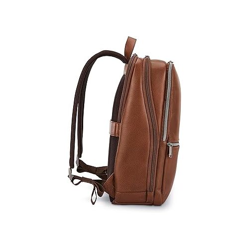 쌤소나이트 Samsonite Classic Leather Slim Backpack, Cognac, One Size