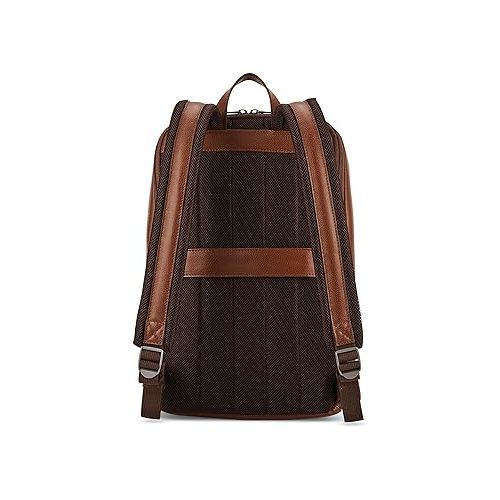 쌤소나이트 Samsonite Classic Leather Slim Backpack, Cognac, One Size