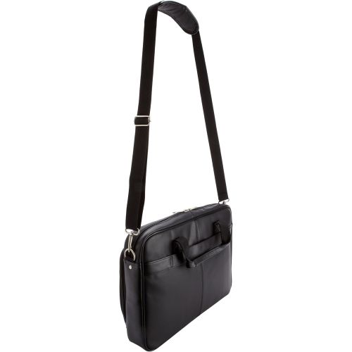 쌤소나이트 Samsonite Leather Slim Briefcase, Black, 16 Inch