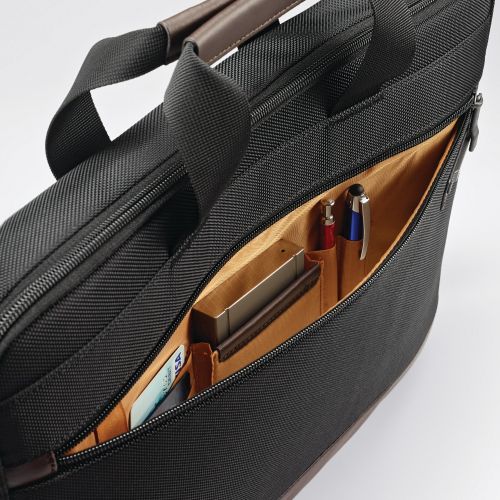 쌤소나이트 Samsonite Kombi Slimbrief Briefcase, Black/Brown, One Size