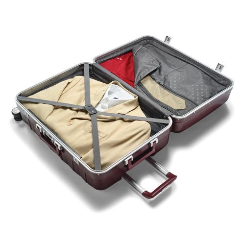 쌤소나이트 Samsonite Framelock Hardside Checked Luggage with Spinner Wheels, 25 Inch, Cordovan