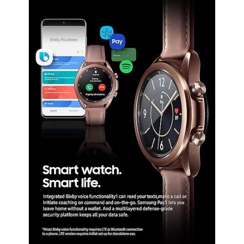 삼성 Samsung Galaxy Watch 3 (41mm, GPS, Bluetooth) Smart Watch Mystic Bronze (US Version, Renewed)