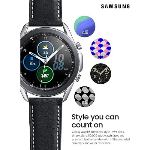 삼성 Samsung Galaxy Watch 3 (41mm, GPS, Bluetooth) Smart Watch with Advanced Health monitoring, Fitness Tracking , and Long lasting Battery - Mystic Silver (US Version)- (Renewed)