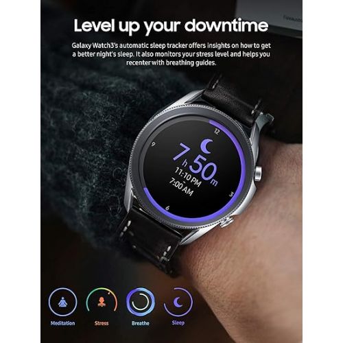 삼성 Samsung Galaxy Watch 3 (41mm, GPS, Bluetooth) Smart Watch with Advanced Health monitoring, Fitness Tracking , and Long lasting Battery - Mystic Silver (US Version)- (Renewed)