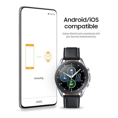 삼성 Samsung Galaxy Watch3 GPS Smartwatch 45mm, Mystic Silver (Renewed)