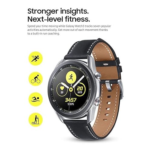 삼성 Samsung Galaxy Watch3 GPS Smartwatch 45mm, Mystic Silver (Renewed)