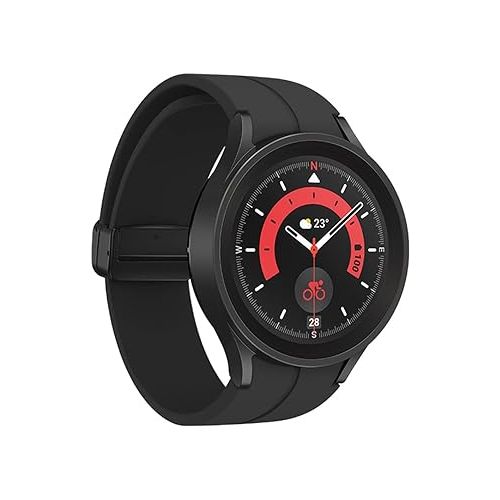 삼성 SAMSUNG Galaxy Watch 5 Pro (45mm,WIFI + 4G LTE) 1.4'' Super AMOLED Smartwatch GPS Bluetooth with Sleep Coaching,Bioactive Sensor,Water Resistant R925U (Fast Charger Bundle,Black Titanium) (Renewed)