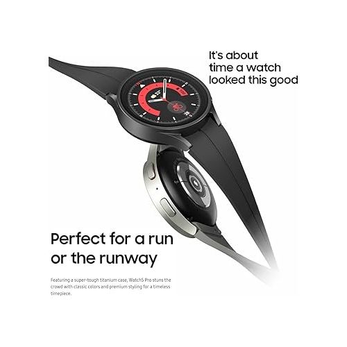 삼성 SAMSUNG Galaxy Watch 5 Pro (45mm,WIFI + 4G LTE) 1.4'' Super AMOLED Smartwatch GPS Bluetooth with Sleep Coaching,Bioactive Sensor,Water Resistant R925U (Fast Charger Bundle,Black Titanium) (Renewed)
