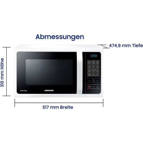 삼성 Samsung MC28H5013AW/EG Kombi-Mikrowelle mit Grill und Heissluft / 900 W / 28 L Garraum (Extra Gross) / 51,7 cm Breite / Power Defrost / 35 Automatikprogramme / weiss