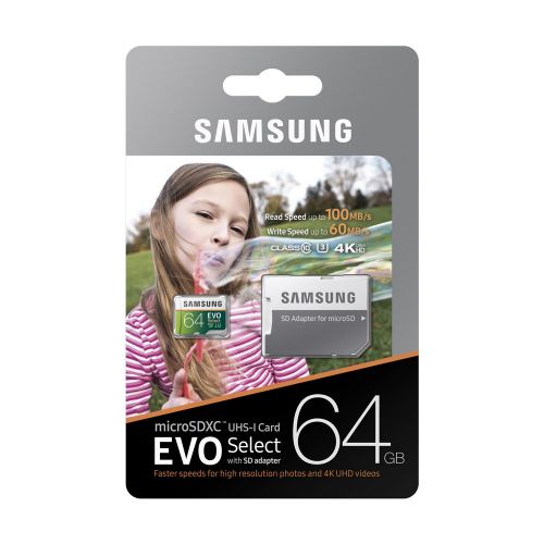 삼성 [아마존 핫딜]  [아마존핫딜]Samsung EVO Select microSDXC 64 GB Speicherkarte bis zu 100 MB/s, UHS-I U3 (inkl. SD Adapter)