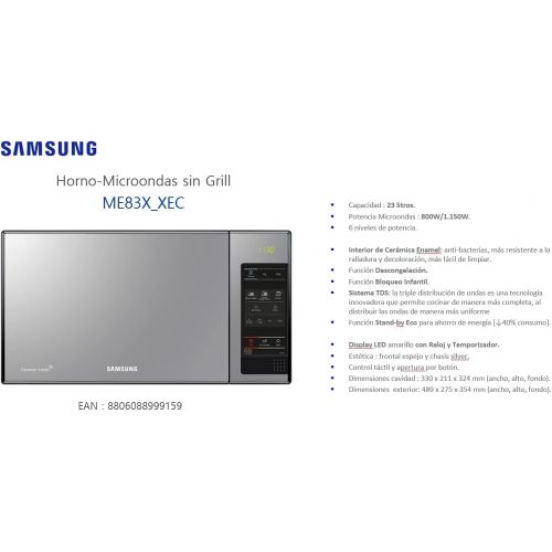 삼성 Samsung ME83X ME83 X Mikrowelle, Keramik, 23 liters, schwarz