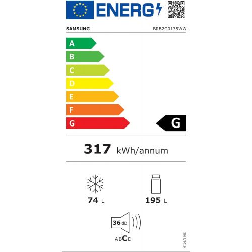 삼성 Samsung BRB2G0135WW/EG Kuehl-Gefrier-Kombination (Gefrierteil unten - Einbau)/ 54 cm /Space Max