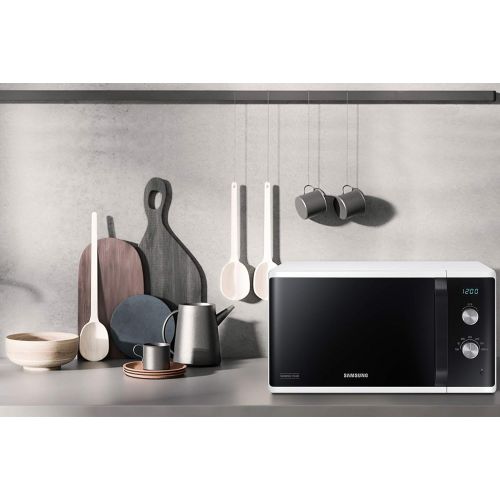 삼성 Samsung MW3500 MS23K3614AW/EG Mikrowelle/ 800 W/ 23 L Garraum/ 48, 9 cm breite/Kratzfester Keramik-Emaille-Innenraum/ 6 Leistungsstufen/Weiss