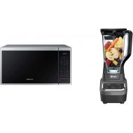 Samsung MS14K6000AS 1.4 cu. ft. Countertop Microwave Oven with Sensor and Ceramic Enamel Interior, Stainless Steel & Ninja Professional 72 Oz Countertop Blender with 1000-Watt, Bla