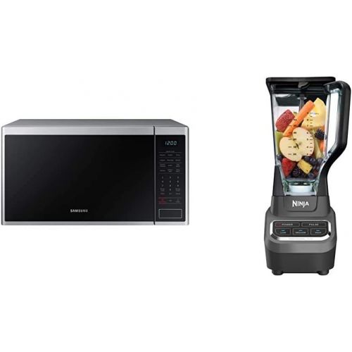 삼성 Samsung MS14K6000AS 1.4 cu. ft. Countertop Microwave Oven with Sensor and Ceramic Enamel Interior, Stainless Steel & Ninja Professional 72 Oz Countertop Blender with 1000-Watt, Bla