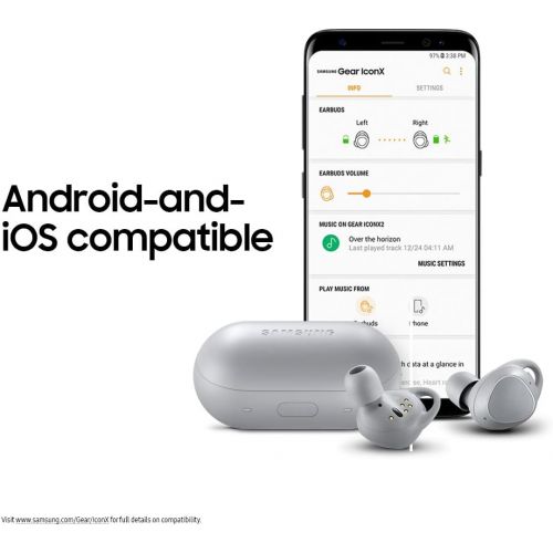 삼성 Samsung Gear IconX (2018 Edition) Bluetooth Cord-free Fitness Earbuds, w/ On-board 4Gb MP3 Player (US Version with Warranty) - Gray - SM-R140NZAAXAR