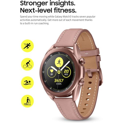 삼성 SAMSUNG Galaxy Watch 3 (41mm, GPS, Bluetooth) Smart Watch with Advanced Health Monitoring, Fitness Tracking, and Long Lasting Battery - Mystic Bronze (US Version)