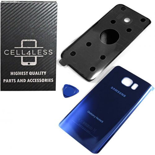 삼성 SAMSUNG CELL4LESS Replacement Rear Back Glass Back Cover Galaxy Note 5 w/Removal Tool & Pre-Installed Adhesive - Fits N920 Models Any Carrier - 2 Logo (Sapphire Blue)