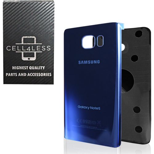 삼성 SAMSUNG CELL4LESS Replacement Rear Back Glass Back Cover Galaxy Note 5 w/Removal Tool & Pre-Installed Adhesive - Fits N920 Models Any Carrier - 2 Logo (Sapphire Blue)