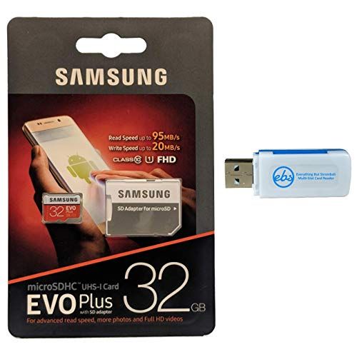 삼성 Samsung 32GB Micro SDHC EVO Bundle with (Evo+) Memory Card with Adapter Works with Nintendo Switch Lite Gaming Console (MB-MC32G) Bundle with (1) Everything But Stromboli Micro SD