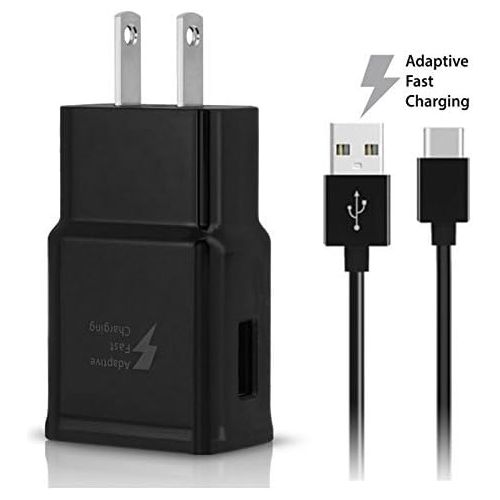 삼성 OEM Adaptive Fast Charger for Samsung Galaxy Tab S3 15W with Certified USB Type C Data and Charging Cable. (Black / 3.3FT / 1M Cable)