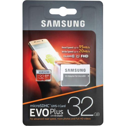 삼성 Samsung 32GB Evo Plus MicroSD Card (2 Pack EVO+) Class 10 SDHC Memory Card with Adapter (MB-MC32G) Bundle with (1) Everything But Stromboli Micro & SD Card Reader
